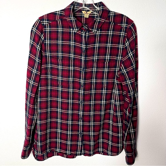 Vtg Woolrich Women’s Red Black Plaid Cotton Flannel Button Up Shirt Sz S Casual - Picture 3 of 7